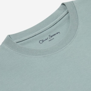 Closeup of Ribbed crew neck