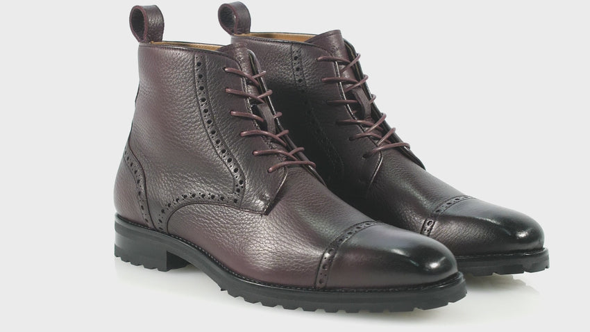 Cortale Burgundy Brogue Boots | Men display picture 3