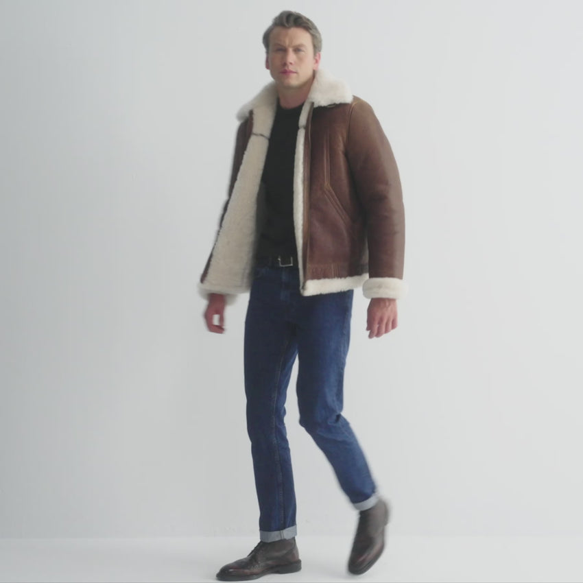 Dunbittern Brown Shearling Jacket | Coats & Jackets | Oliver Sweeney