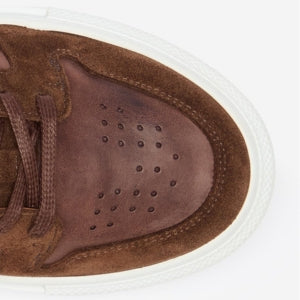 Closeup of Hand-finished calf leather upper