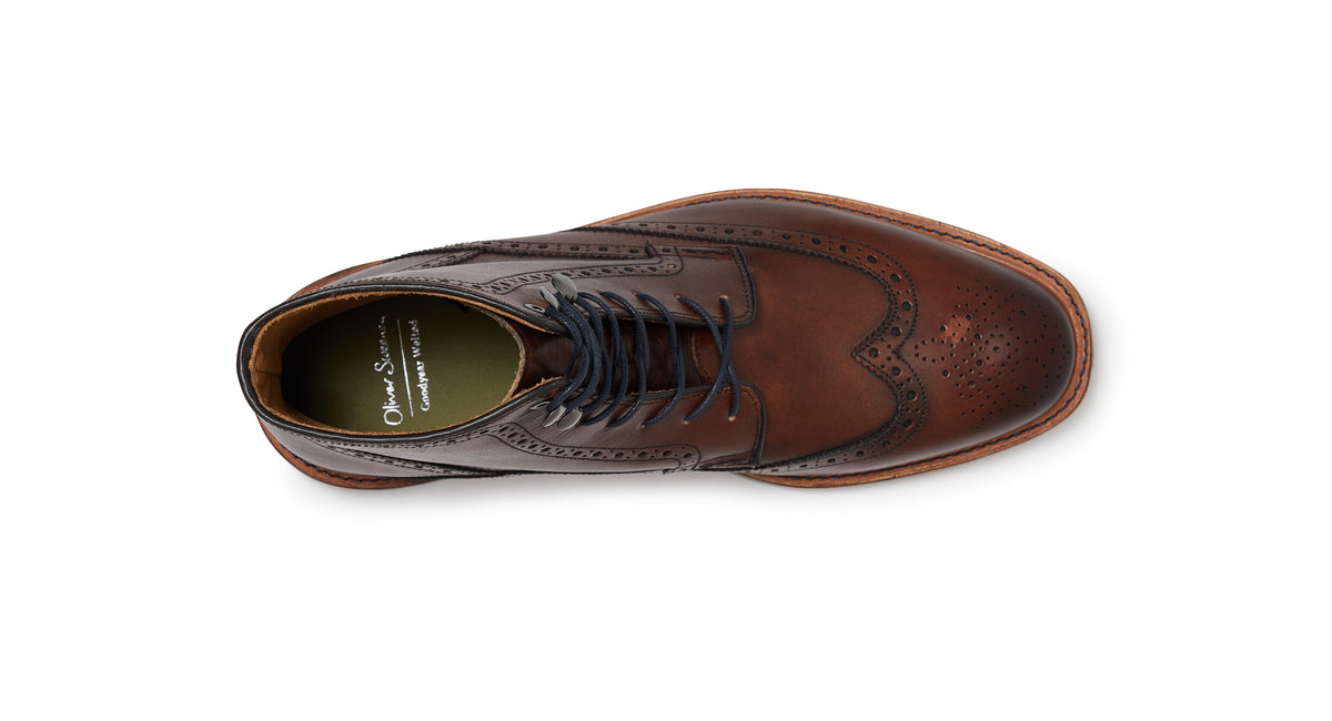 Carnforth Mahogany | Brogue Boot | Men's Boots | Oliver Sweeney