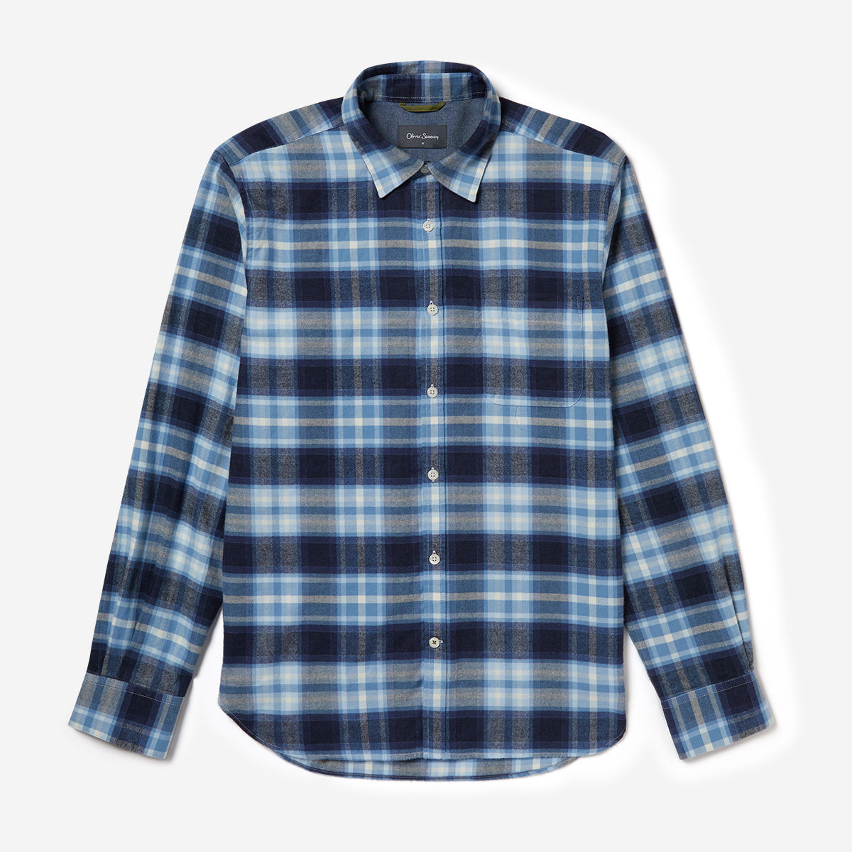 Censo Blue Check | Men's Brushed Cotton Shirt | Oliver Sweeney
