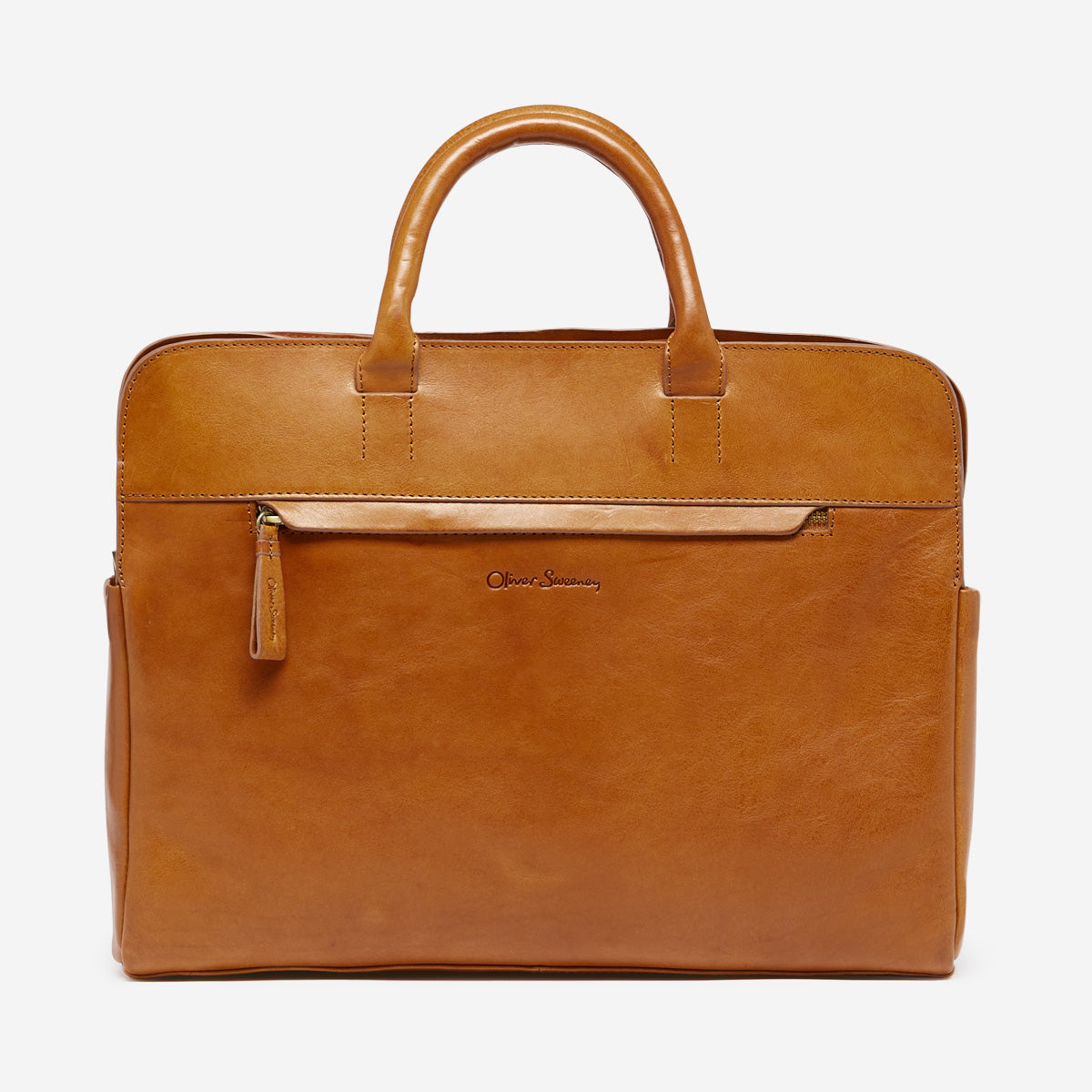 Cranstall Tan | Calf Leather Briefcase | Oliver Sweeney