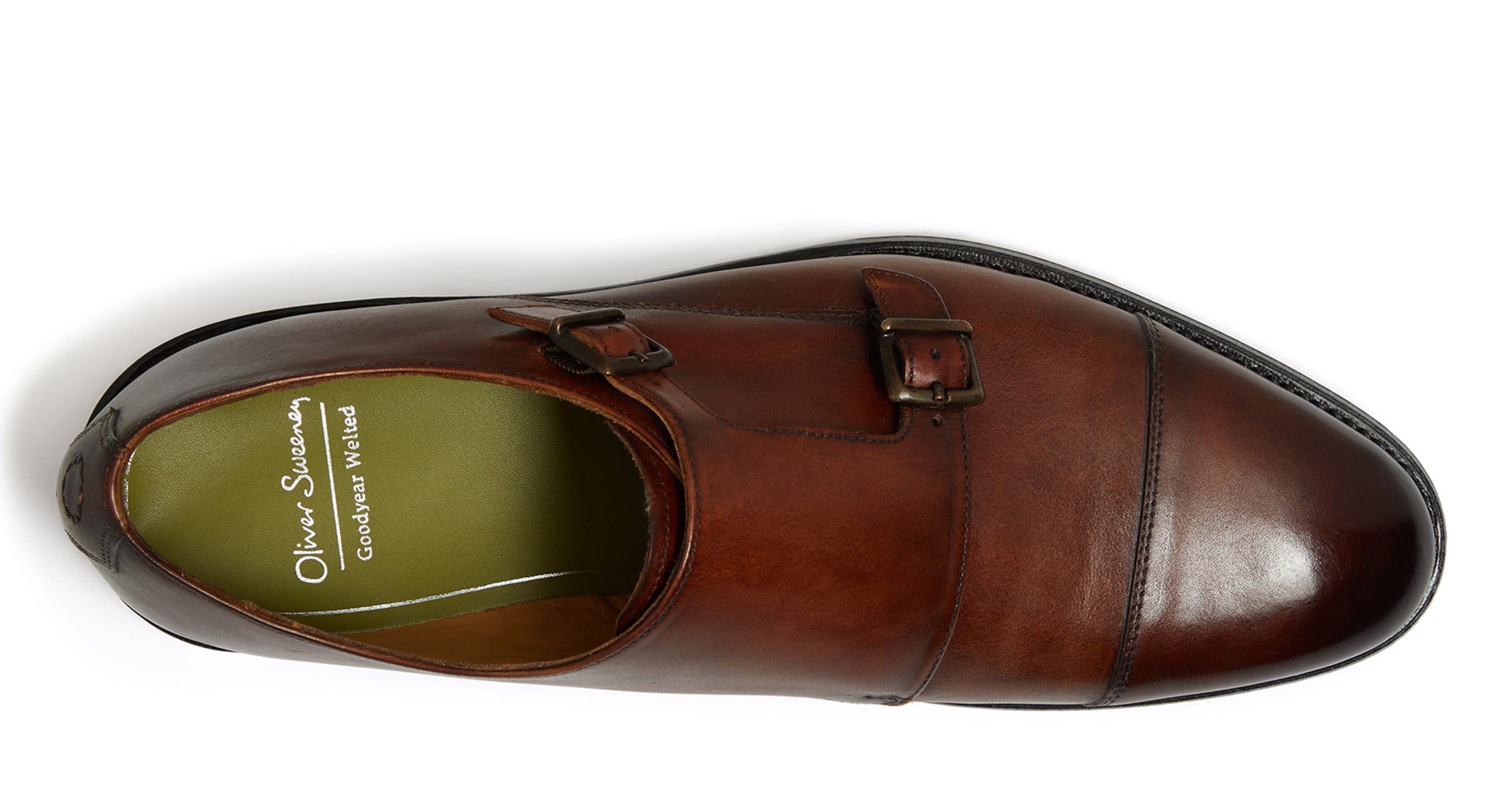 Erbottle Dark Tan Leather Double Monk Men's Shoes Oliver Sweeney