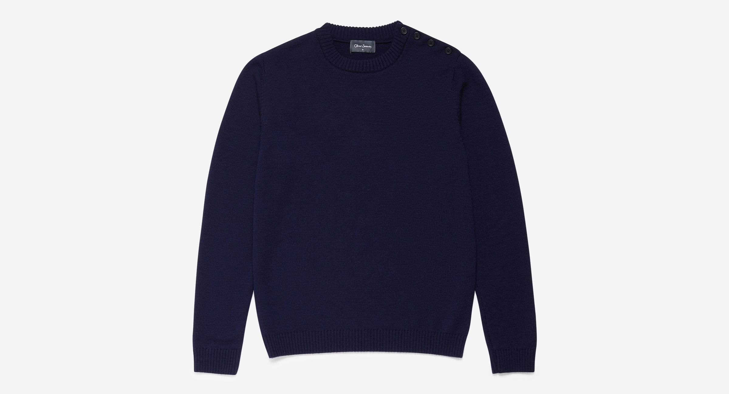 Ercao Navy Merino Wool Jumper | Oliver Sweeney