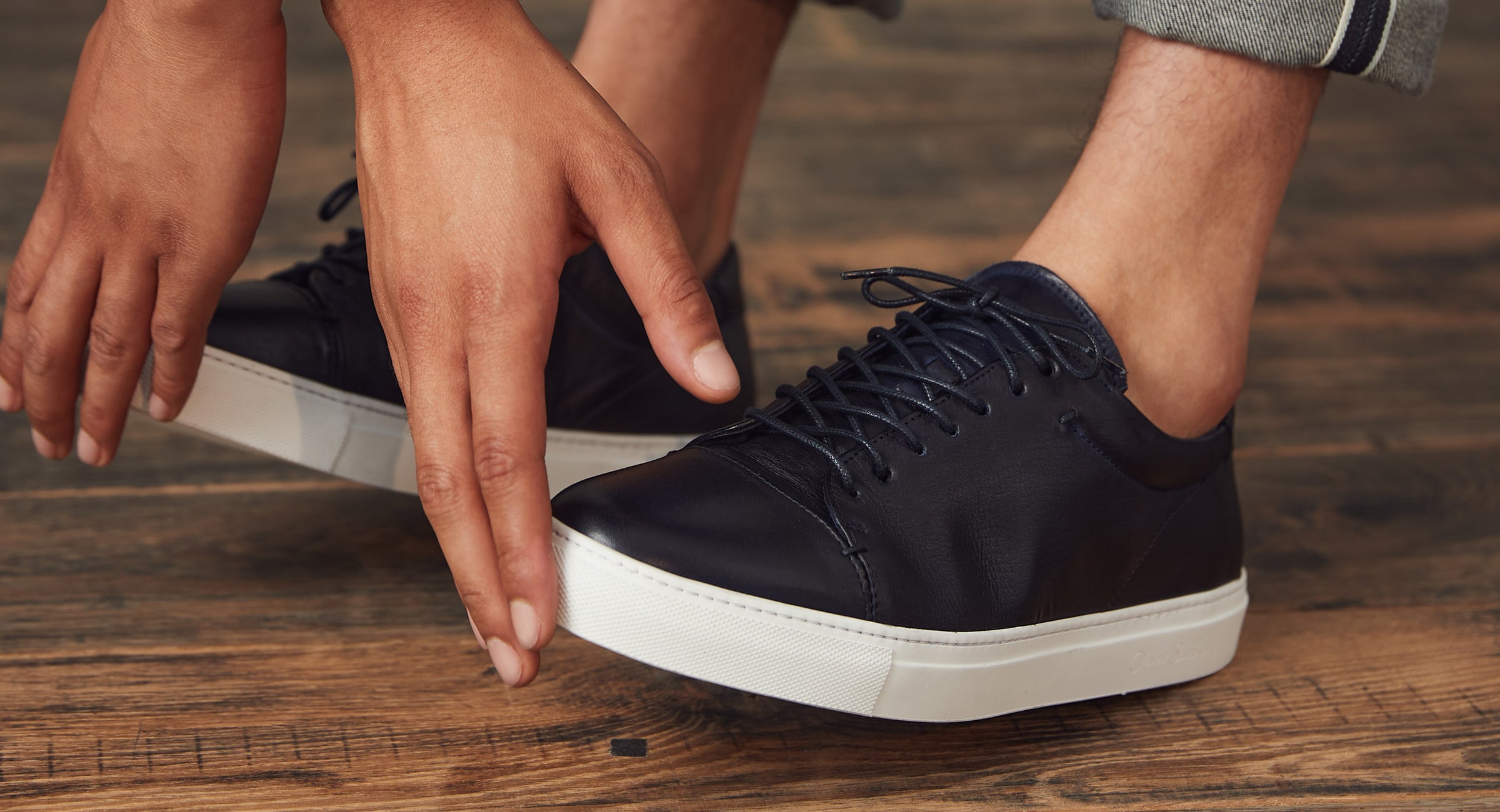 Grandola Dark Navy Leather Trainer Men s Trainers Oliver Sweeney