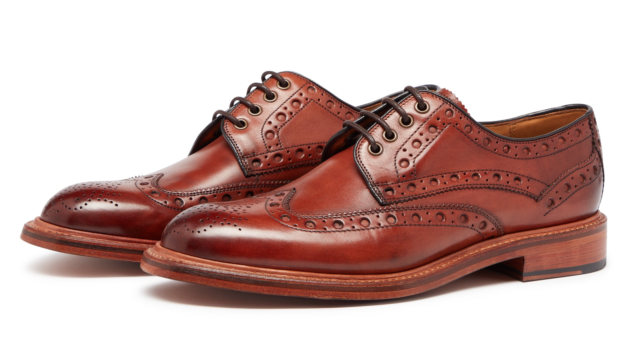 Hasketon Dark Tan | Leather Derby Brogues | Men display picture 3
