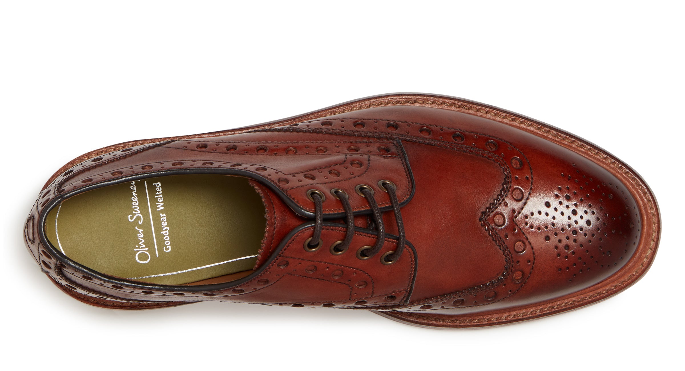 BRAND NEW Oliver Sweeney Hasketon Brogues Wingtip Leather Goodyear 8.5 UK/9.5 US Hasketon Dark Tan | Leather Derby Brogues | Men main image 3