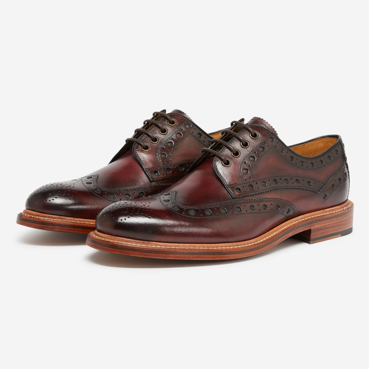 Hasketon Burgundy | Leather Derby Brogues | Men display picture 2