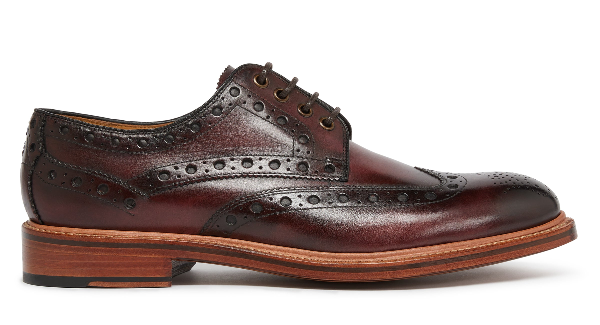 Brown Berwick 177 Goodyear Welted Triple Welt Burgundy Leather