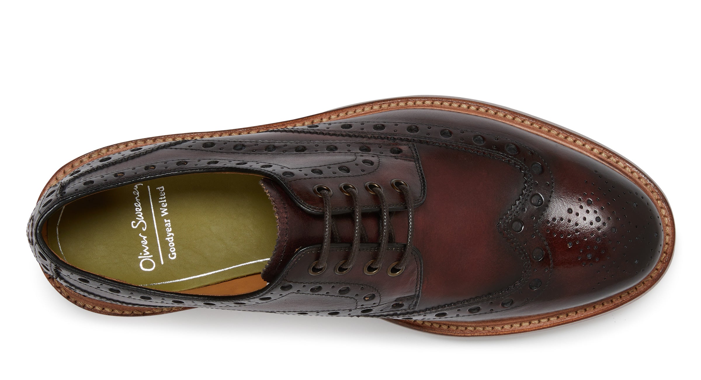 Hasketon Burgundy | Leather Derby Brogues | Men display picture 1
