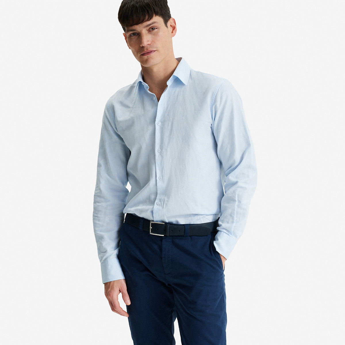 Hawkesworth Light Blue | Men's Cotton/Linen Shirt | Men's Shirts ...