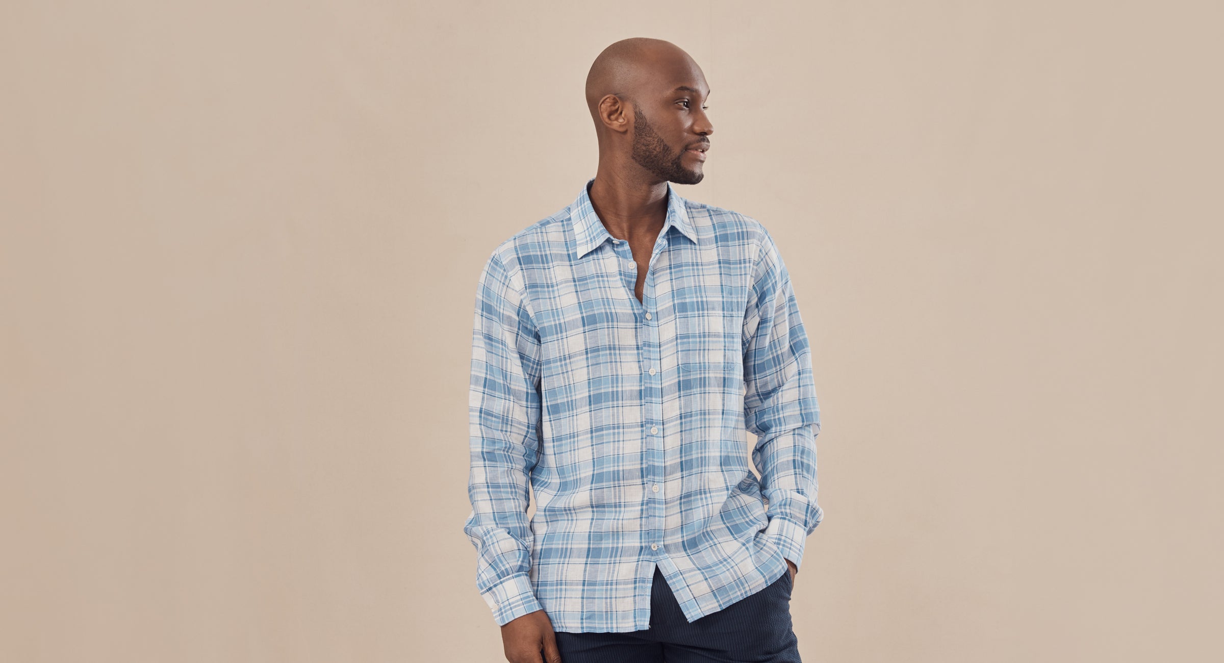 Linhares Blue | Cotton Check Shirt | Men's Shirts | Oliver Sweeney