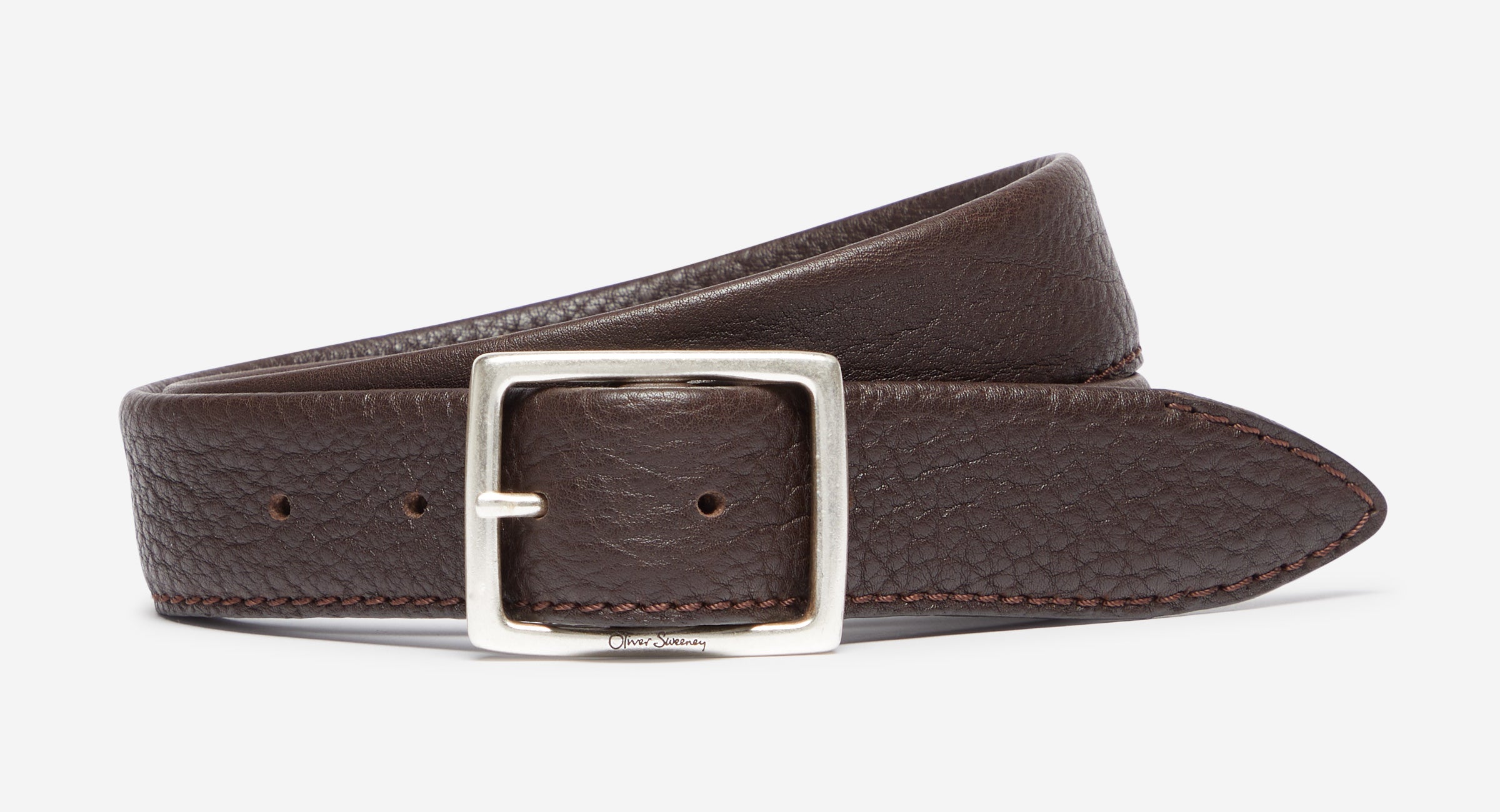 Reversible belt in navy blue suede and white tumbled leather