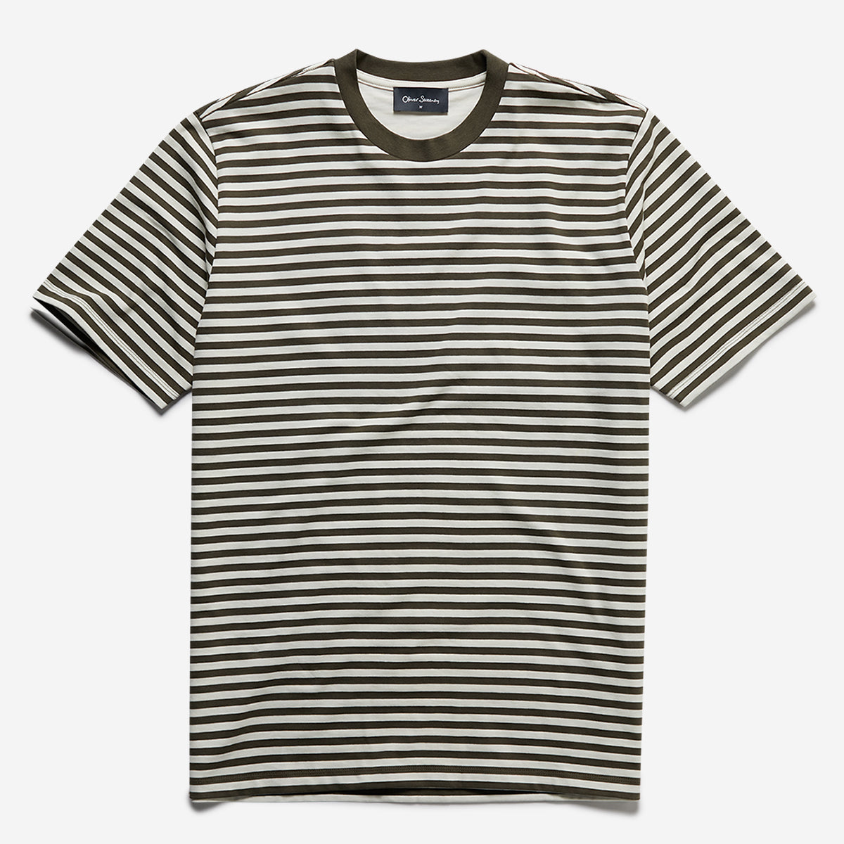 Markham Khaki Stripe | Men's Cotton T-Shirt | Oliver Sweeney
