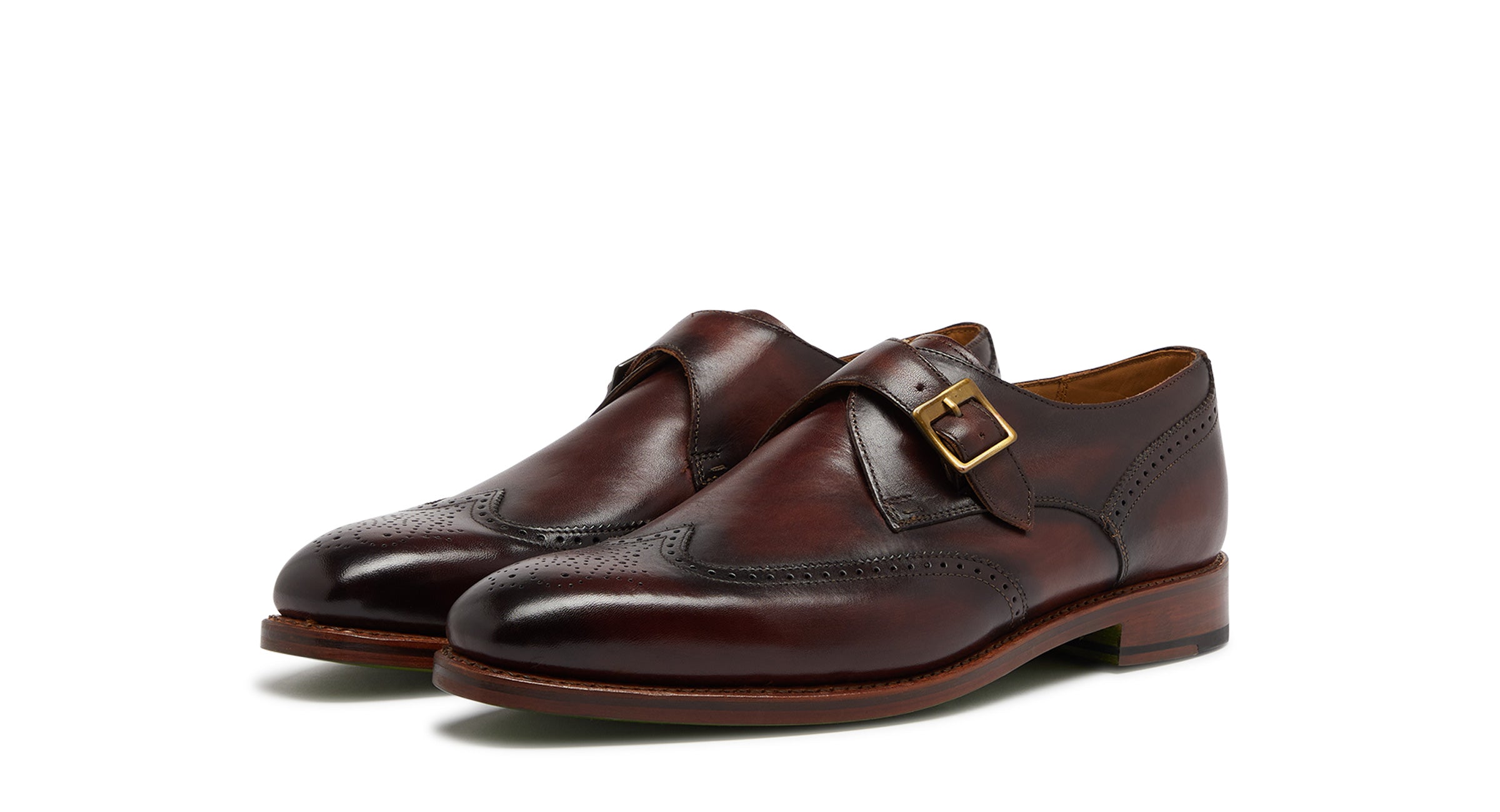 Sweeney London Marston brown leather monk strap Oxford dress shoe men\'s sz 10M The Olivier Single Monk Strap - Marrone Brown – Paul Evans main image 2