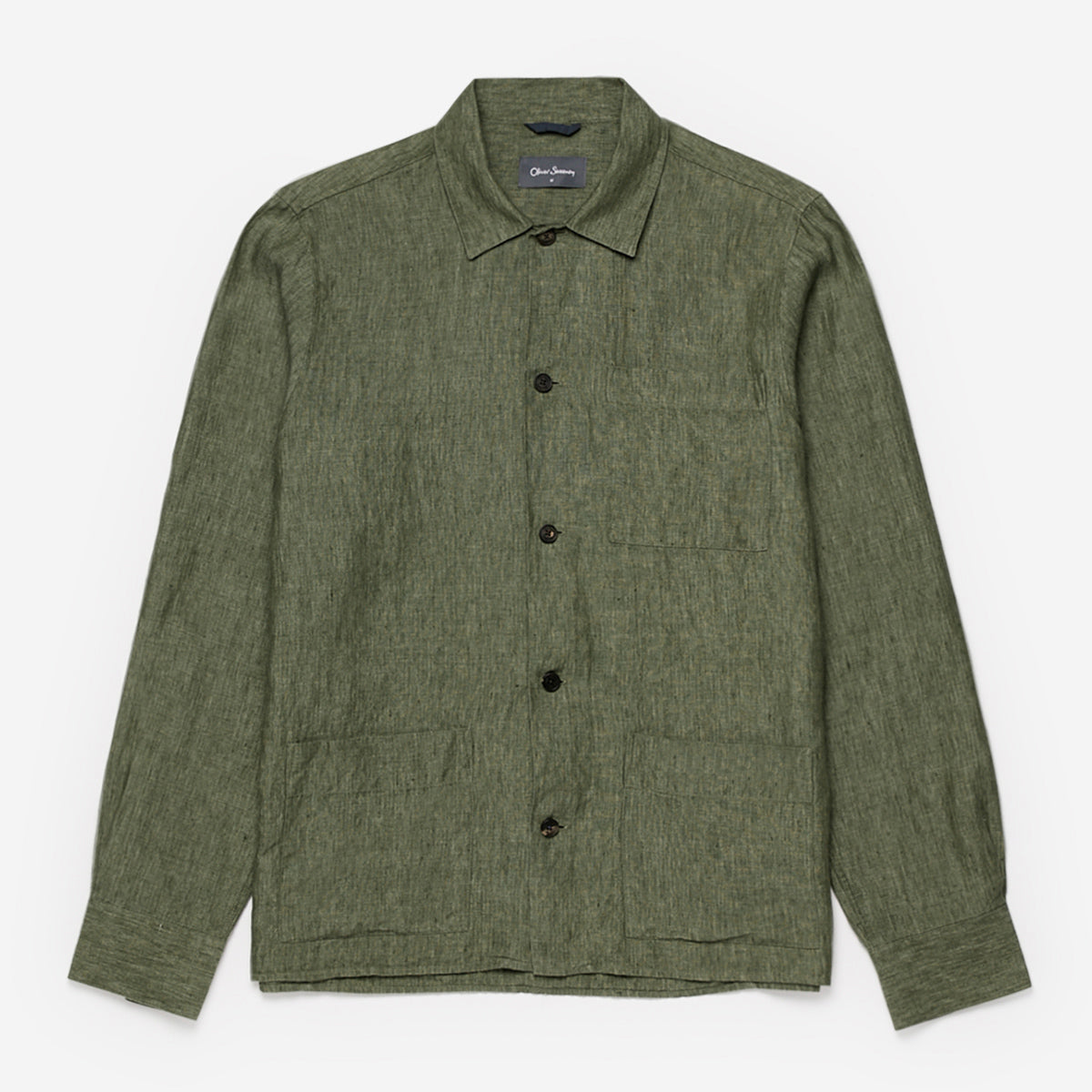 Rauceby Khaki Men s Linen Overshirt Men s Shirts Oliver Sweeney