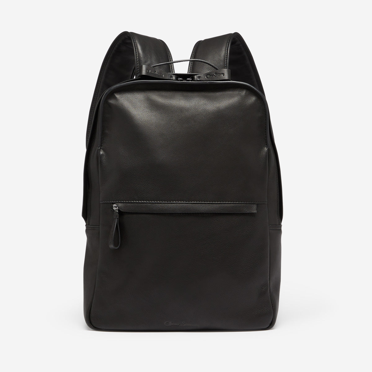 black mens leather backpack Ramsey Black