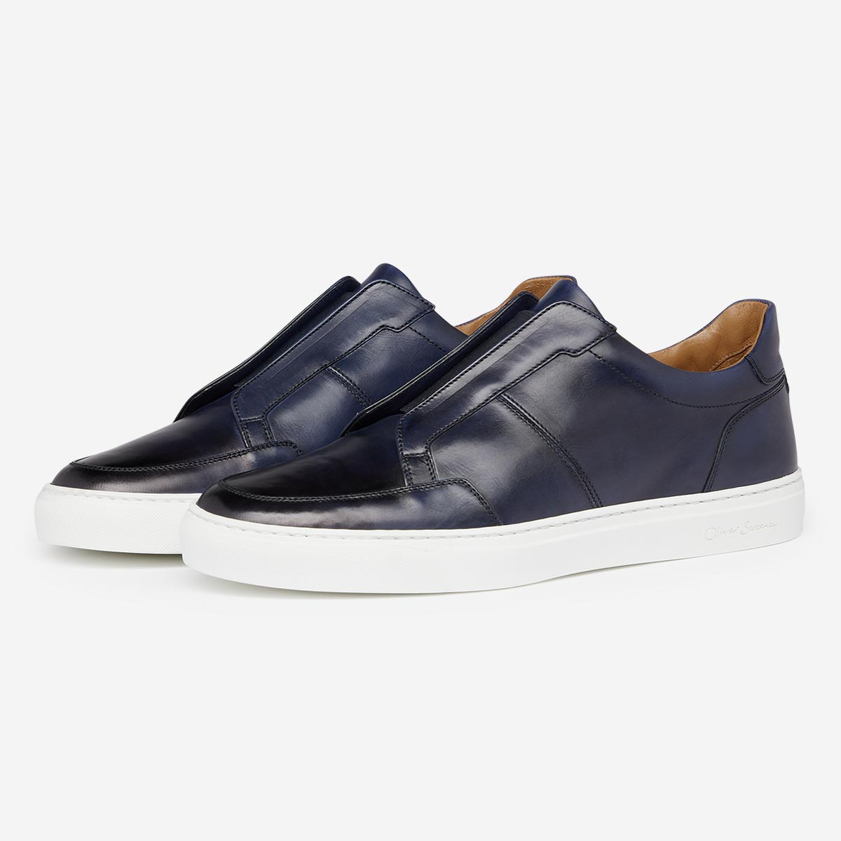 Rende Navy Leather Slip on Trainers Men s Trainers Oliver Sweeney