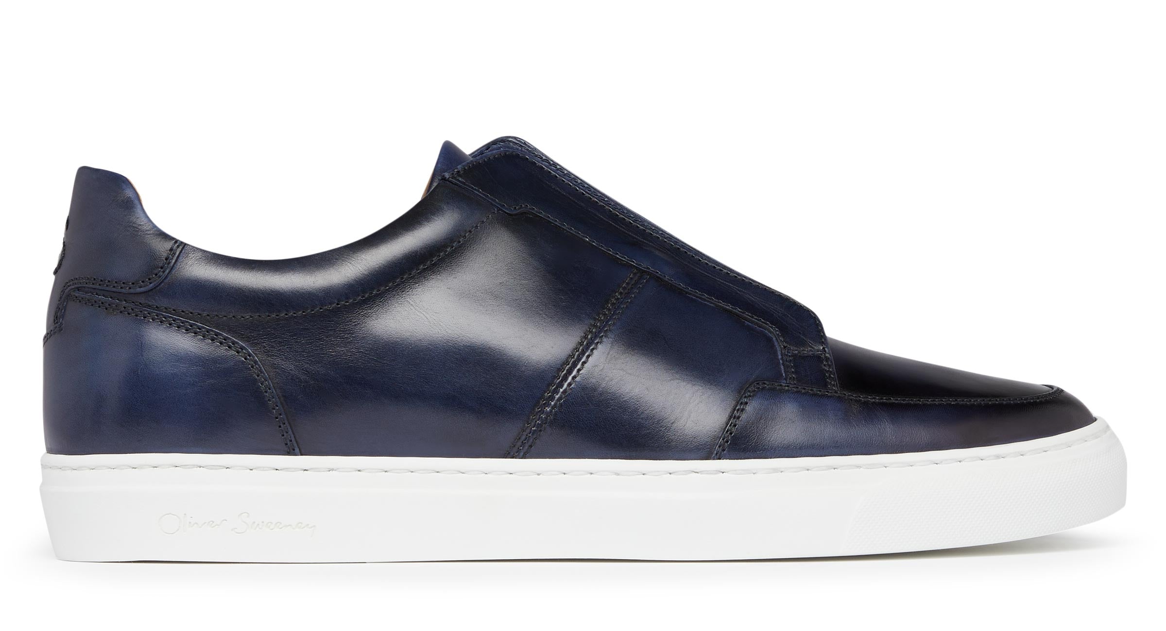 Rende Navy Leather Slip-on Trainers Men's Trainers Oliver