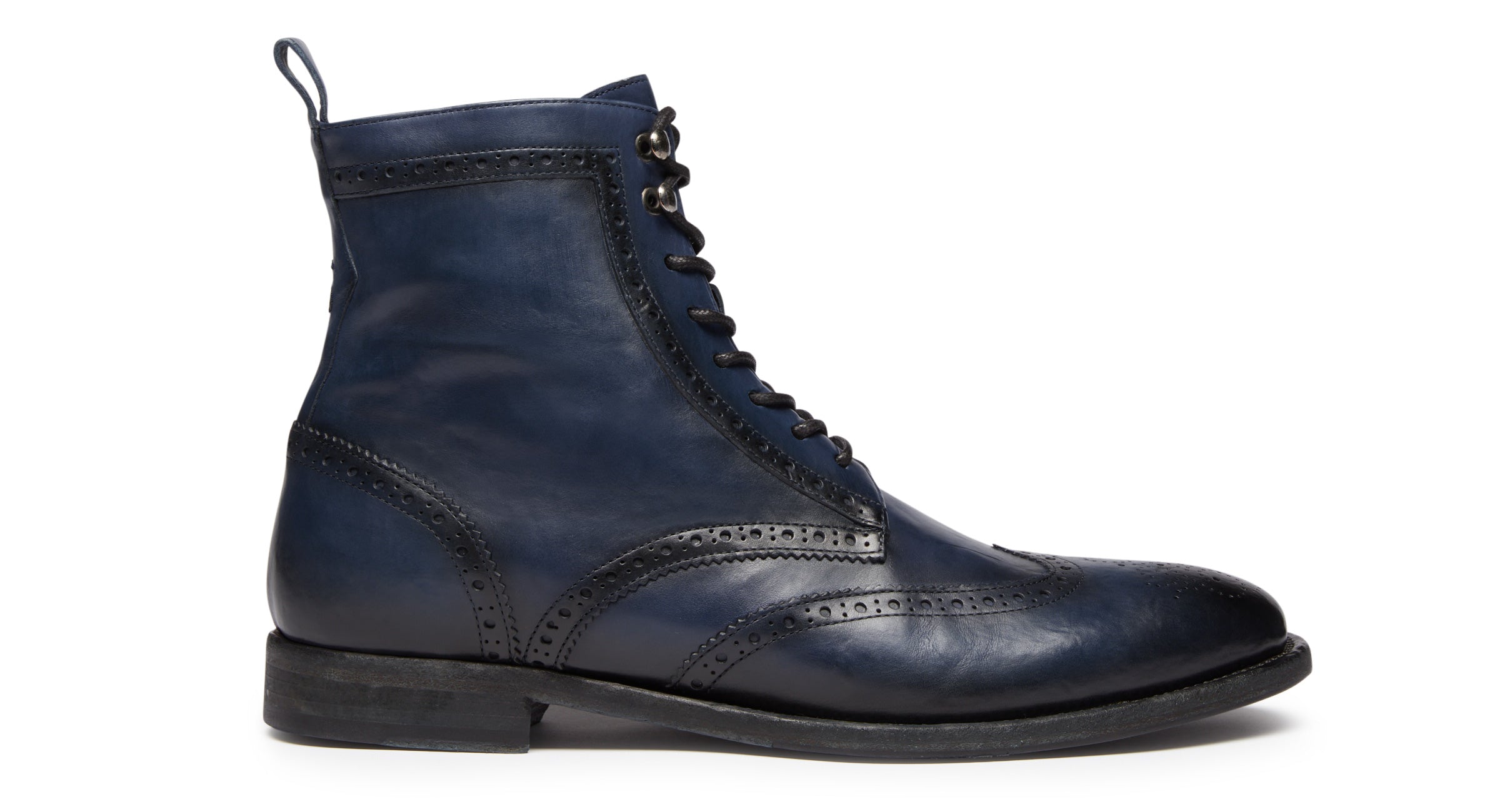 Tasullo Navy Leather Brogue Boots Men s Boots Oliver Sweeney