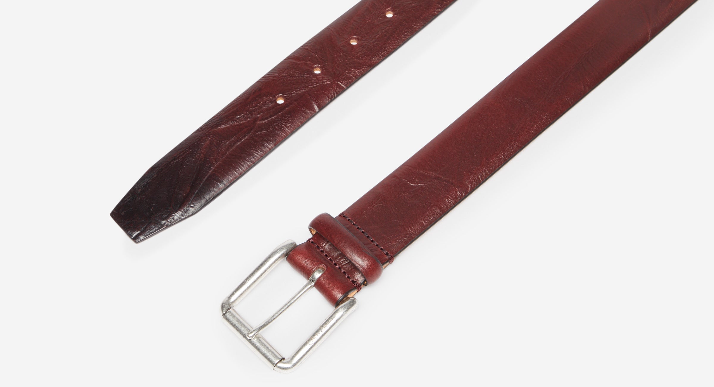 小物 vintage lether narrow belt burgundy Vertova Burgundy | Calf Leather Belt | Men's Belts | Oliver Sweeney