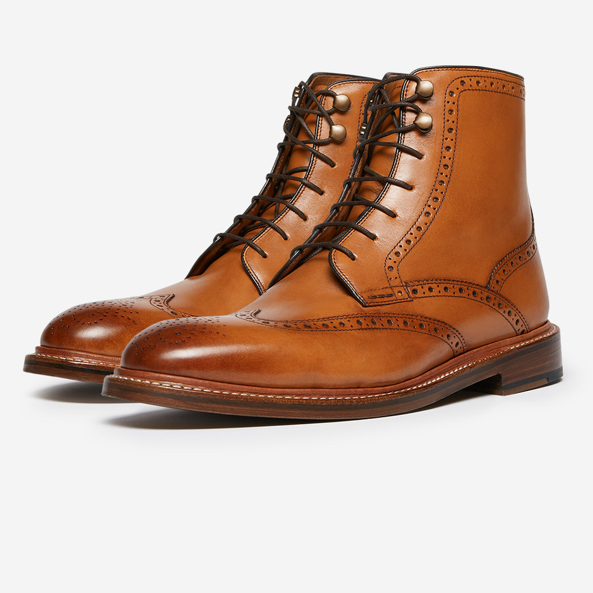 Carnforth Tan | Leather Brogue Boots | Men's Boots | Oliver Sweeney